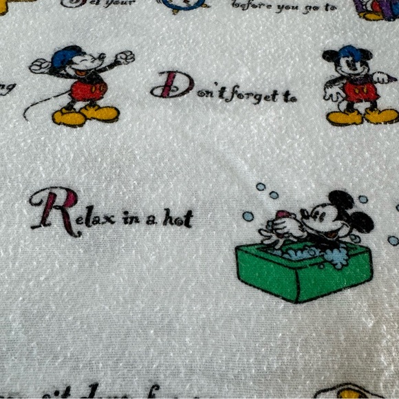 Vtg Mickey Mouse Print Flannel Sheet Cotton Disney Flat - Picture 7 of 9